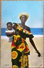 Black/African Mother & Baby 1950s French Hand-Colored Realphoto Postcard