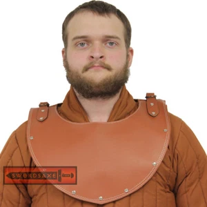 Medieval Templar Knight Marius Crusader Leather Gorget Neck Armor Cosplay Brown - Picture 1 of 2