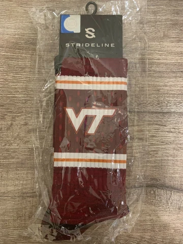 NCAA Strideline Virginia Tech Hokies Premium Athletic Crew Socks, Maroon Cover