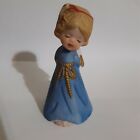 Vintage Jasco Christmas  Angel Bell Girl In Blue Robe With Stocking