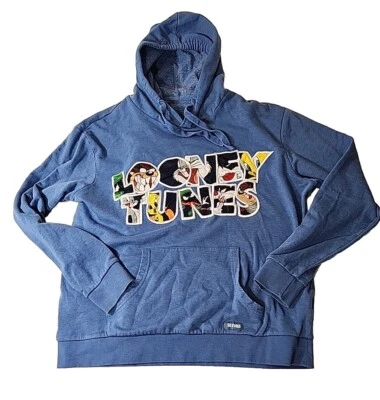 VINTAGE Looney Tunes Pullover Mens Extra Large Taz Tweetie Bugs Hoodie XL - Image 1 of 4
