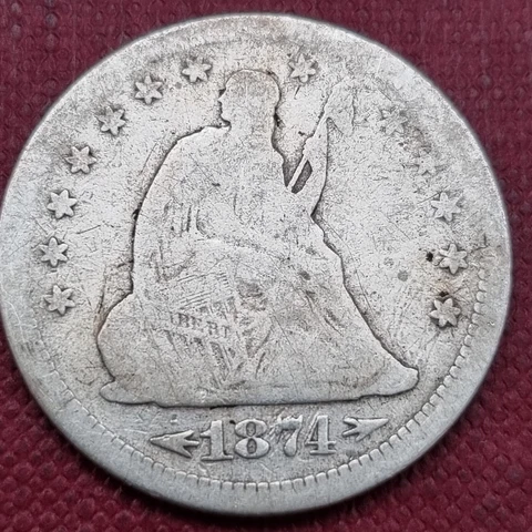 1874 S Seated Liberty Quarter 25c Better Grade #60271 Cover