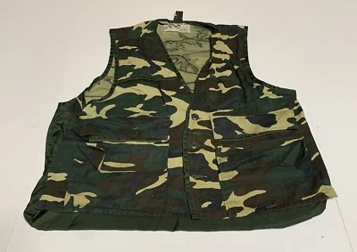 Vintage Mens L Duck Bay Camouflage  Shooting Hunting Button Vest Distressed - Image 1 of 4