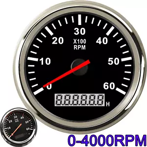 85mm Marine Tachometer LCD Hourmeter Boat Car Truck 6000RPM Tacho Meter Gauge - Picture 1 of 12