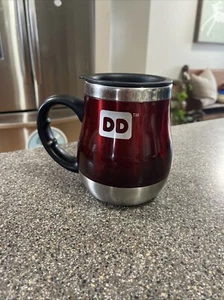 Dunkin Donuts DD Travel Mug Stainless Steel Cup EasyGo Advertising Rare - Picture 1 of 8
