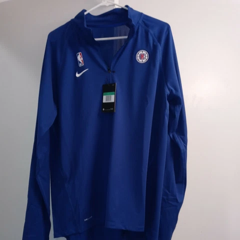 NWT Cute Women's LA CLIPPERS Nike Dri-Fit 1/4 Zip NBA Warm Up Jacket XL Blue Cover