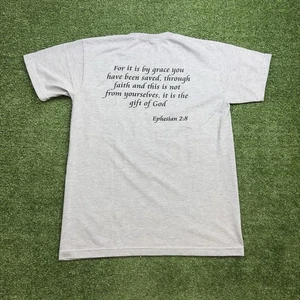 Vintage God Religion T-Shirt Mens Medium Gray Ephesians Jesus Christian Bible - Picture 1 of 4