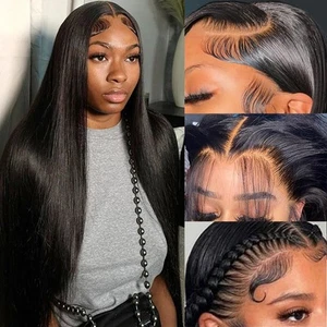 13x6 Straight Frontal Wigs Human Hair 180 Density 13x6 HD Lace Front Wigs Hum... - Picture 1 of 8