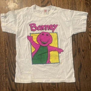 Vintage 1992 Barney The Purple Dinosaur T-Shirt Size (YOUTH Small/Medium) - Picture 1 of 9