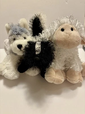 Webkinz Plush Skunk HM 213 Lamb HM 201 Husky Dog HM 120 NO CODE  Lot Of 3 - Image 1 of 4