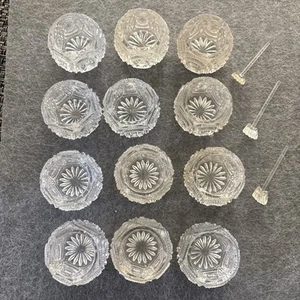 Antique Glass Bryce Higbee Banquet Medallion Sunburst Set Of 12 Salt Cellar Dips - Picture 1 of 6