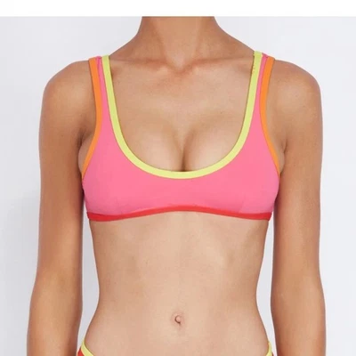 Top de bikini Its Now Cool The 90s Duo Crop Sipora rosa naranja rojo amarillo talla 10 Foto 1 de 4