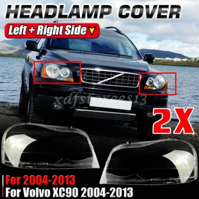 For Volvo XC90 2004-2013 Headlight Lens Replacement Left + Right Lampshade Cover - Image 1 of 4