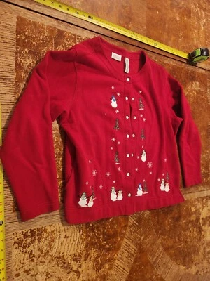 Suéter de Natal Classic Elements feminino tamanho G (14-16) boneco de neve #S51 - Imagem 1 de 3