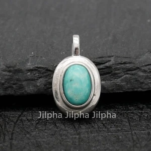 Ciondolo piccolo ovale turchese naturale in argento sterling 925 A2717 - Foto 1 di 9