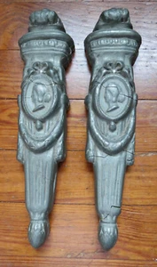 PAIR ANTIQUE ARCHITECTURAL WALL SCONCES FIREPLACE HISTORIC MOLDING 19th C - Picture 1 of 6