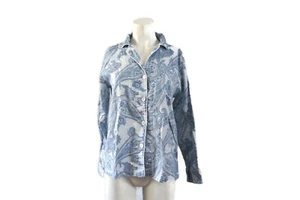 Lauren Ralph Lauren Paisley Pajama Shirt PJ Women's Meidum M Blue Button Up - Picture 1 of 5
