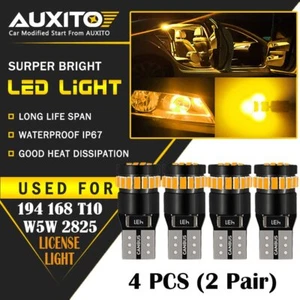 4X AUXITO Amber Yellow 168 194 921 T10 License Side Marker Light Canbus LED Bulb - Picture 1 of 11