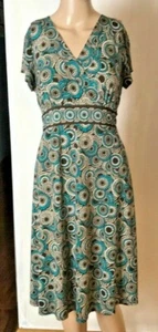 Motherhood Women's Maternity Dress Size M Brown Turquoise Geo Print Machine Wash - Picture 1 of 4