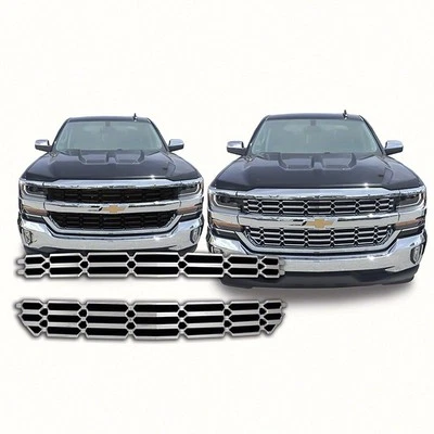 Хромированная накладная решетка ПОДХОДИТ ДЛЯ 2016 2017 2018 Chevy Silverado 1500 WT / LS / LT - Изображение 1 из 2