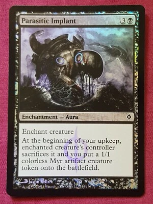 Magic The Gathering NEW PHYREXIA FOIL PARASITIC IMPLANT black card MTG - Image 1 of 2