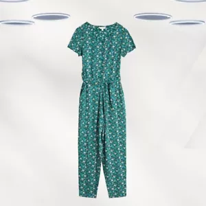 Ex Seasalt Women's Organic Cotton Jersey Jumpsuit in Teal Green (Defect) - Picture 1 of 4