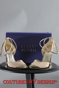 Stuart Weitzman 4 Inch Heel Tan/Gold Leather Shoes Size 9.5 NIB - Imagen 1 de 3