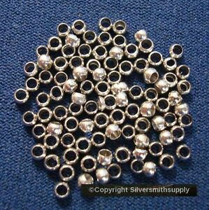 White gold plated steel 2.5x2mm round small crimp beads 100 piece lot FPS047