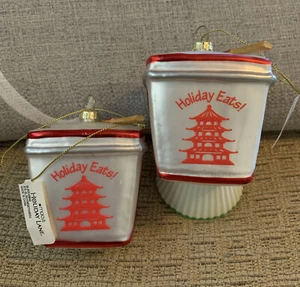 2er Set Holiday Lane Chinesische Take-Out Box Weihnachtsschmuck Xmas - Bild 1 von 7