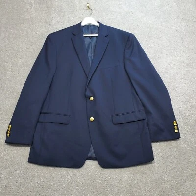 Chaps Blazer Jacket Men's 44 Navy Blue Gold Buttons Single Breasted Notch Lapel - Image 1 of 4