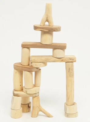 Bloques de árboles de madera sin corteza 21 piezas bloques de construcción de madera real en una bolsa - 954512 Foto 1 de 3