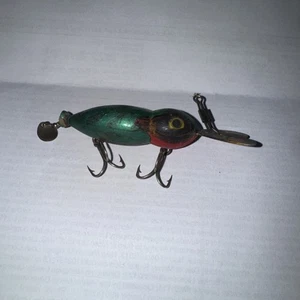 Vintage WHOPPER STOPPER HELLBENDER grün rot gelb Frosch Tauchen Crankbait Köder - Bild 1 von 3