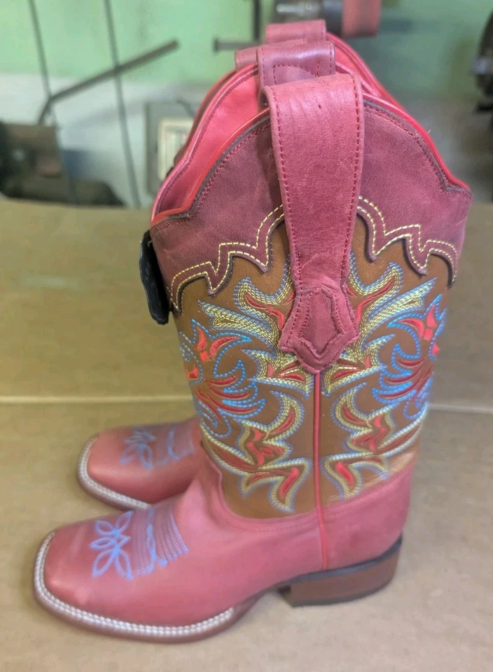 BOTA WESTERN MUJER LOS ALTOS ROJO DESIERTO CUERO GENUINO RANCHO-PUNTERA CUADRADA 7.5 Foto 1 de 4