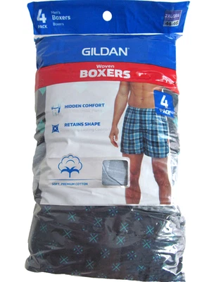 Ropa interior boxer tejida para hombre talla 2XL paquete de 4 colores surtidos 44-46" Gildan nueva N Foto 1 de 4