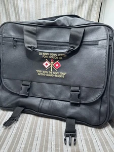 US Army Signal Center Fort Gordon, GA Embroidered Black Laptop Bag Satchel Brief - Afbeelding 1 van 3