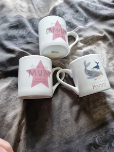 White Porcelain Mum, Mummy And Grandma Mugs Joblot Dishwasher And Microwave Safe - Picture 1 of 5