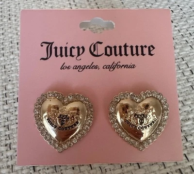 Brincos de strass com coração enfeitado com cristal Juicy Couture Jewelry - Imagem 1 de 3