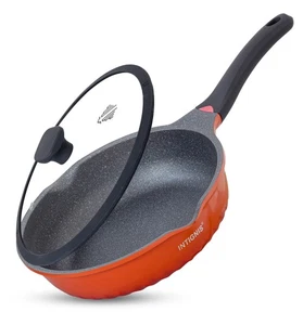 Frying Pan with Lid Non stick Deep All Hobs induction Anti Scratch Heavy Duty - Picture 1 of 11