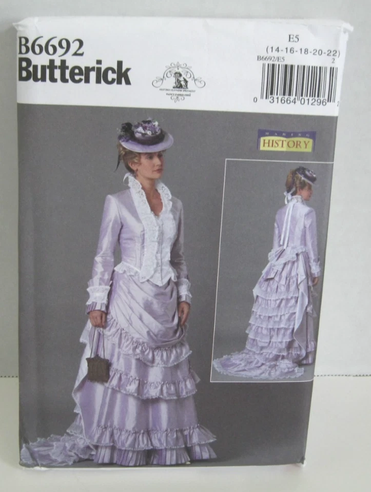 BUTTERICK PATTERN 6692 VICTORIAN COSTUME HISTORY MISSES SIZE 14 16 18 20 22UNCUT