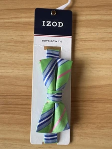 IZOD Boys Adjustable Bow Tie Green Blue Pink Stripes NWT - Picture 1 of 3