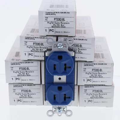 10 Pass & Seymour Blue!! PLUGTAIL Receptacles Duplex Outlet 5-20R 20A PT5362-BL - Image 1 of 4