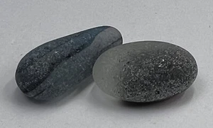 Sea Glass Seaham Glass (2) Multi Great pieces lovely colors Stripes Great colors - Picture 1 of 4