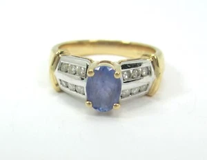 BEAUTIFUL LADIES 14K YELLOW GOLD OVAL CUT AMETHYST & DIAMOND RING 0.24TDW 4.8G - Picture 1 of 14