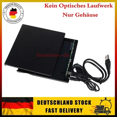 USB 2.0 Externes Gehäuse für 9.5mm SATA Laptop DVD Blu-ray Laufwerk Brenner DE
