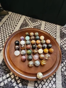 Solitaire Wooden Game Solid Semi-Precious Gemstone Authentic Models - Picture 1 of 8