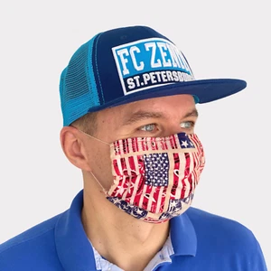 Face Mask for Men Adults Cotton Super Soft Patriotic American Flag Flannel USA - Picture 1 of 9