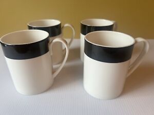 Set Of 4 Martha Stewart Collection Lisbon Black Coffee Mugs Excellent Condition