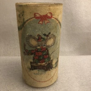 Vintage Sugar Frosted Christmas Glass Candle Holder Mouse Owls - Picture 1 of 11