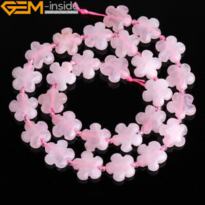 15mm Flower Natural Gemstone Beads For Jewelry Craft Making Strand 15" Wholesale