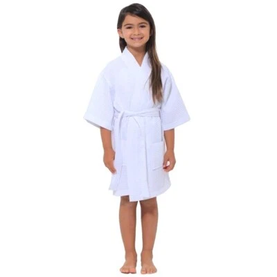 Kids Robe Waffle Kimono Bathrobe Unisex Girls Boys Waffle Kimono Kids Bath Robe - Image 1 of 4